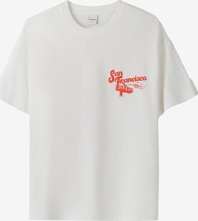 Bershka T-shirt en rouge clair / blanc cassé, Vue avec produit