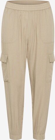 Kaffe Tapered Cargo Pants in Beige: front
