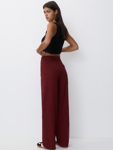 Pull&Bear Wide Leg Hose in Rot