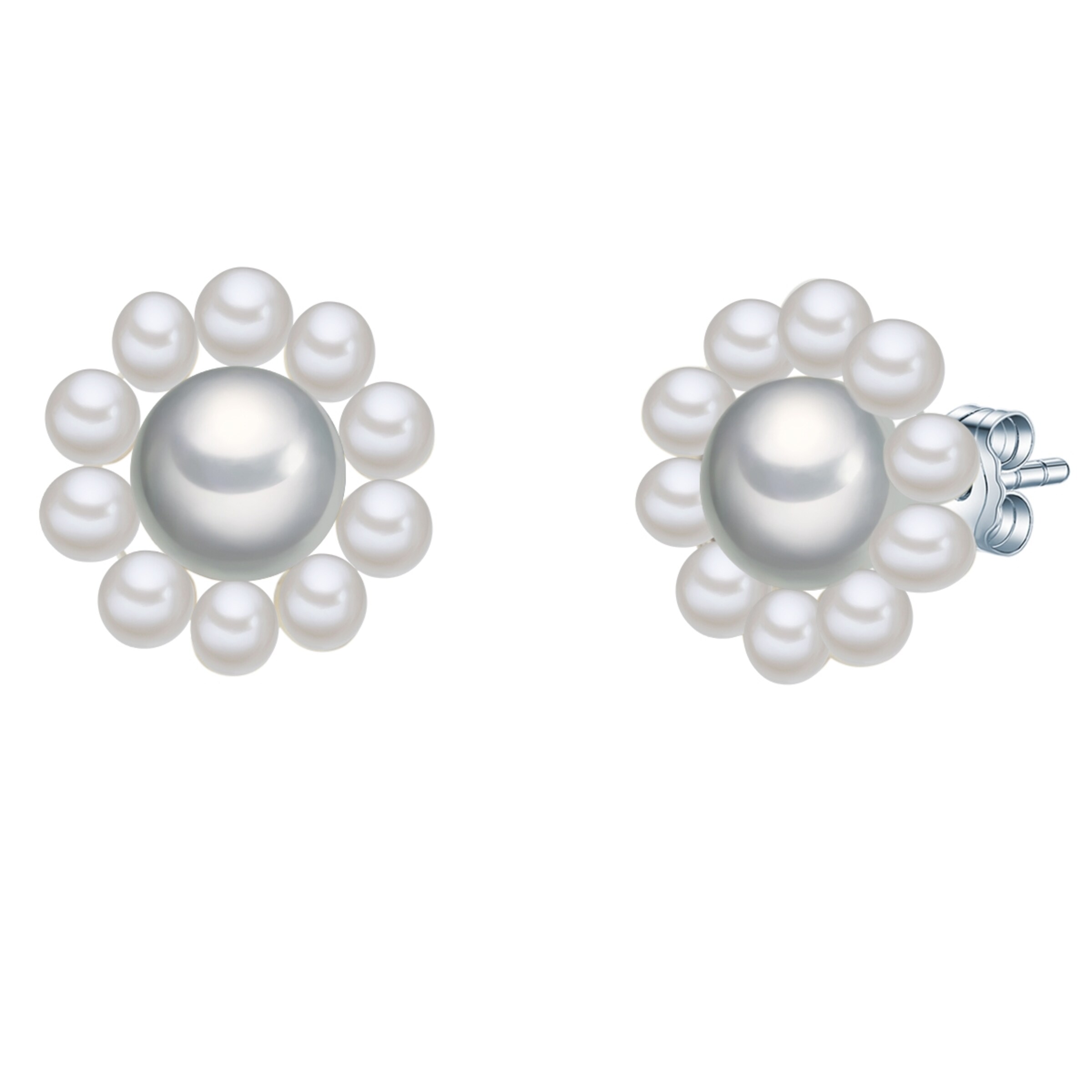 Boucles d'oreilles Valero Pearls en argent : devant