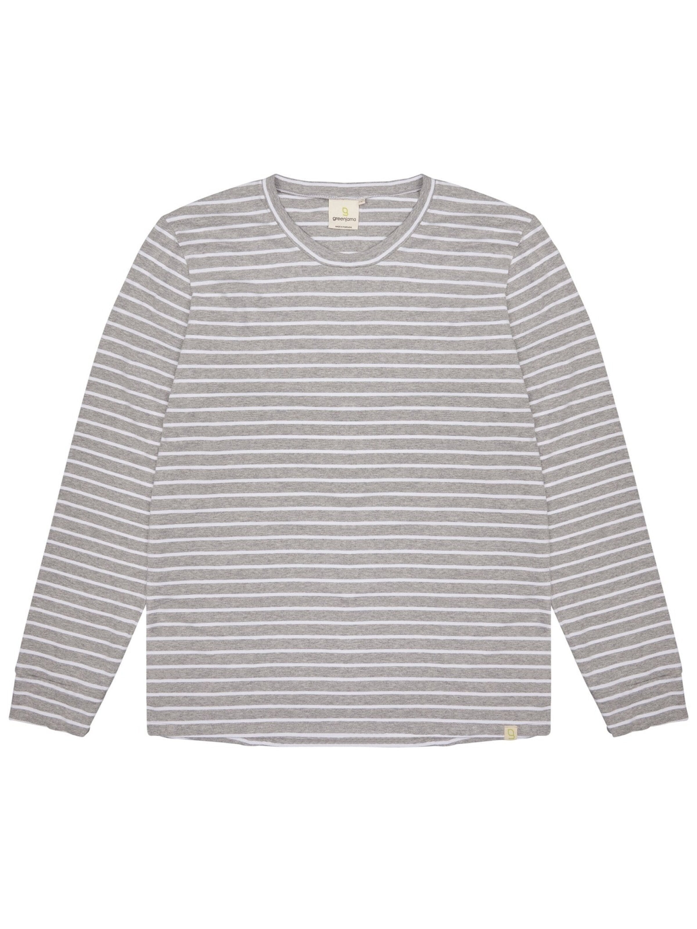 greenjama Long Pajamas 'Ringel' in Grey: front