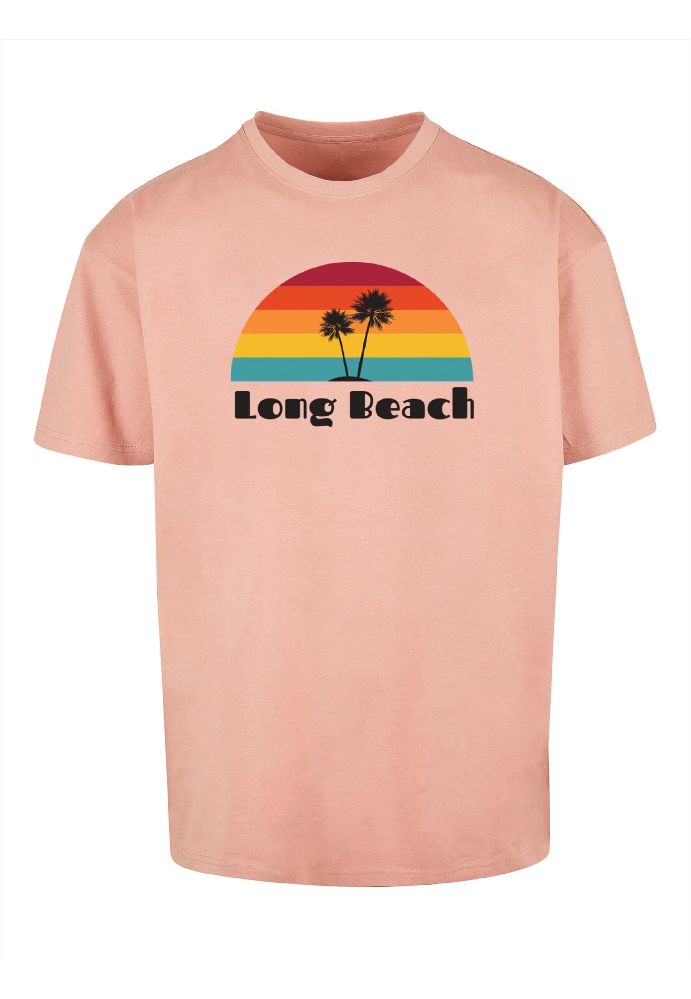 Merchcode Shirt 'Long Beach' in Roze: voorkant