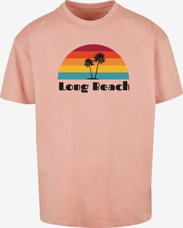 Merchcode Shirt 'Long Beach' in Pink: front