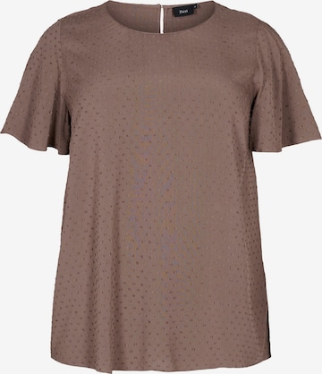 Zizzi - Blusa 'XUILT' em castanho: frente