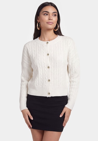 faina Gebreid vest in Wit: voorkant