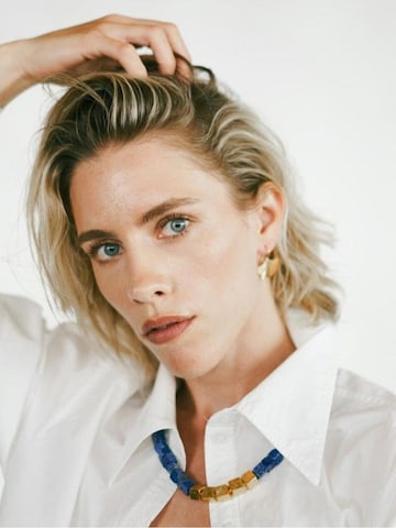 Les Reines Ketting 'Nocturne - Beaded Necklace (Lapis) with 24K Plated Beads' in Blauw