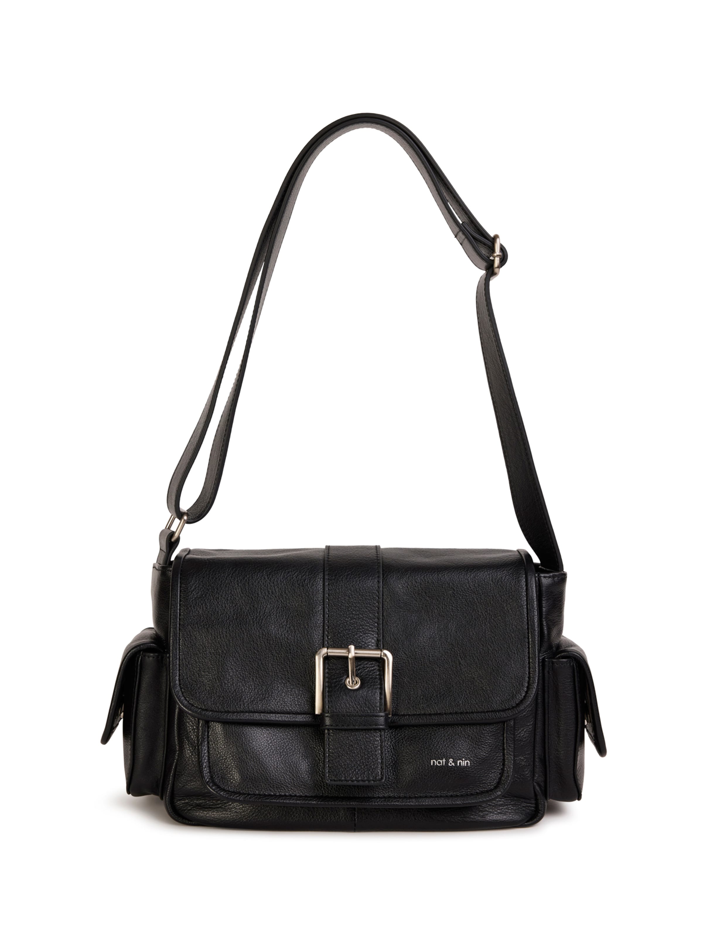 Nat&Nin Schoudertas ' JOY ' in Zwart: voorkant