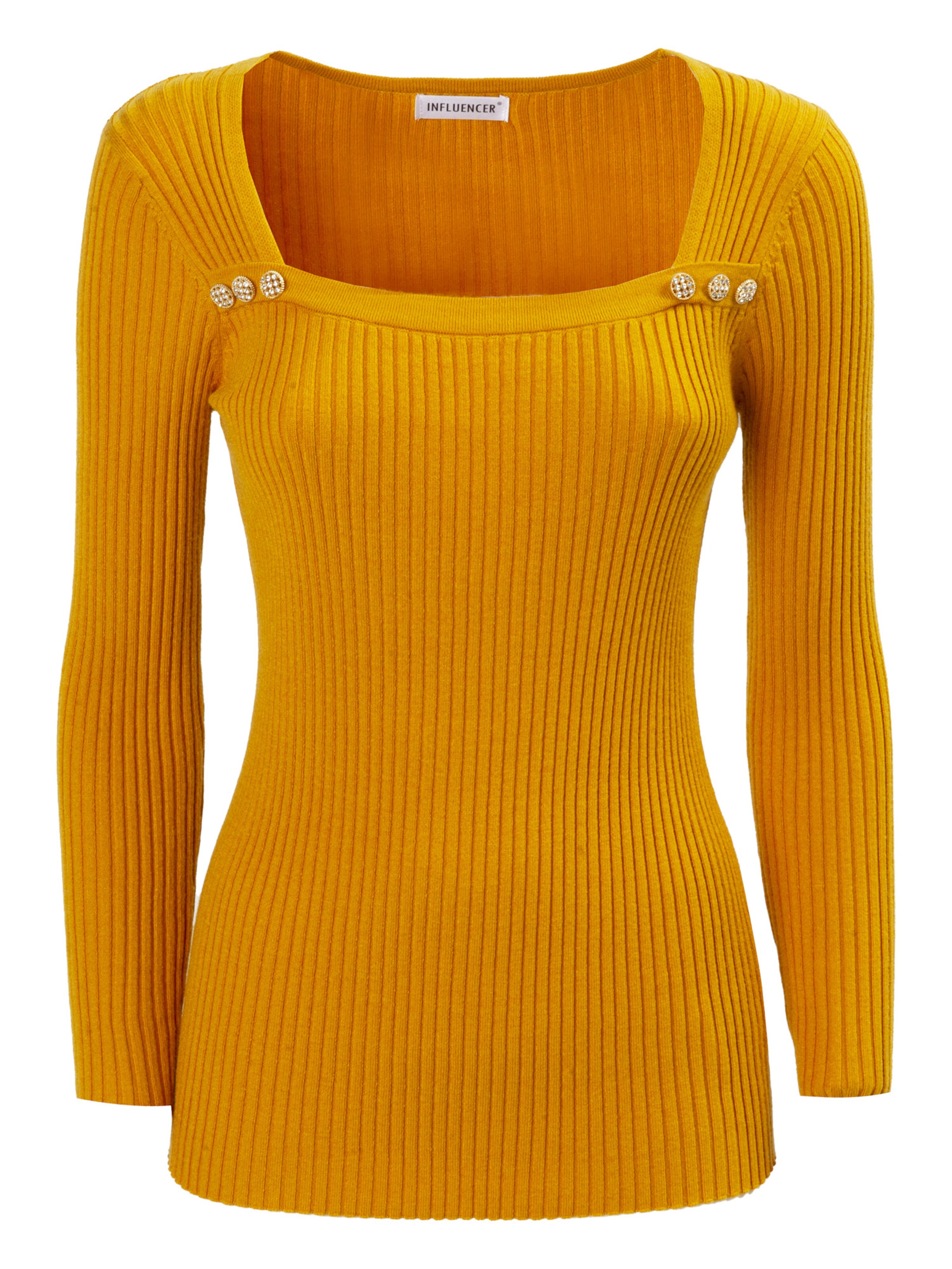 Influencer Sweter w kolorze żółty: przód