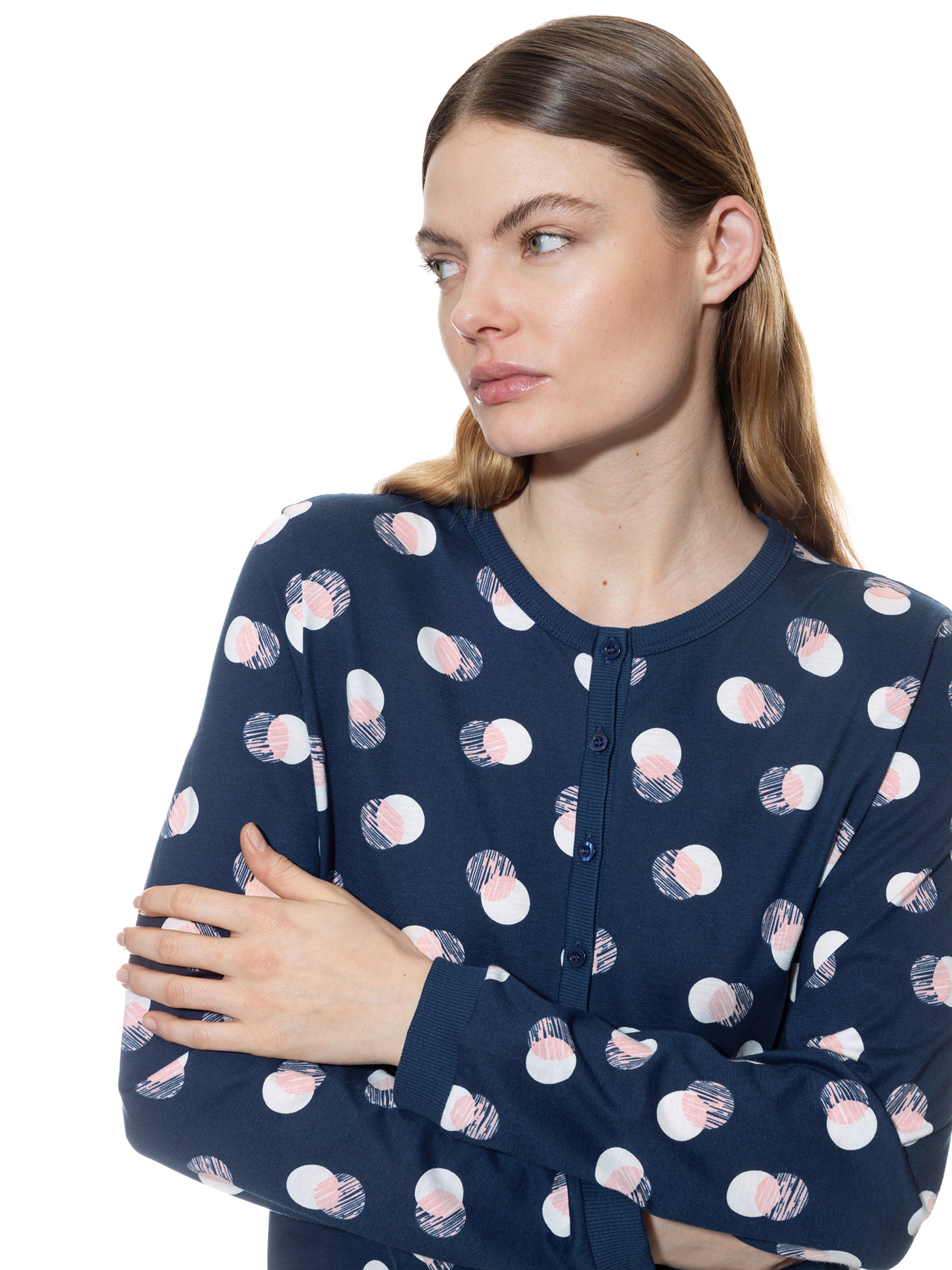 Mey Nachthemd 'Scribbled Dots' in Blau