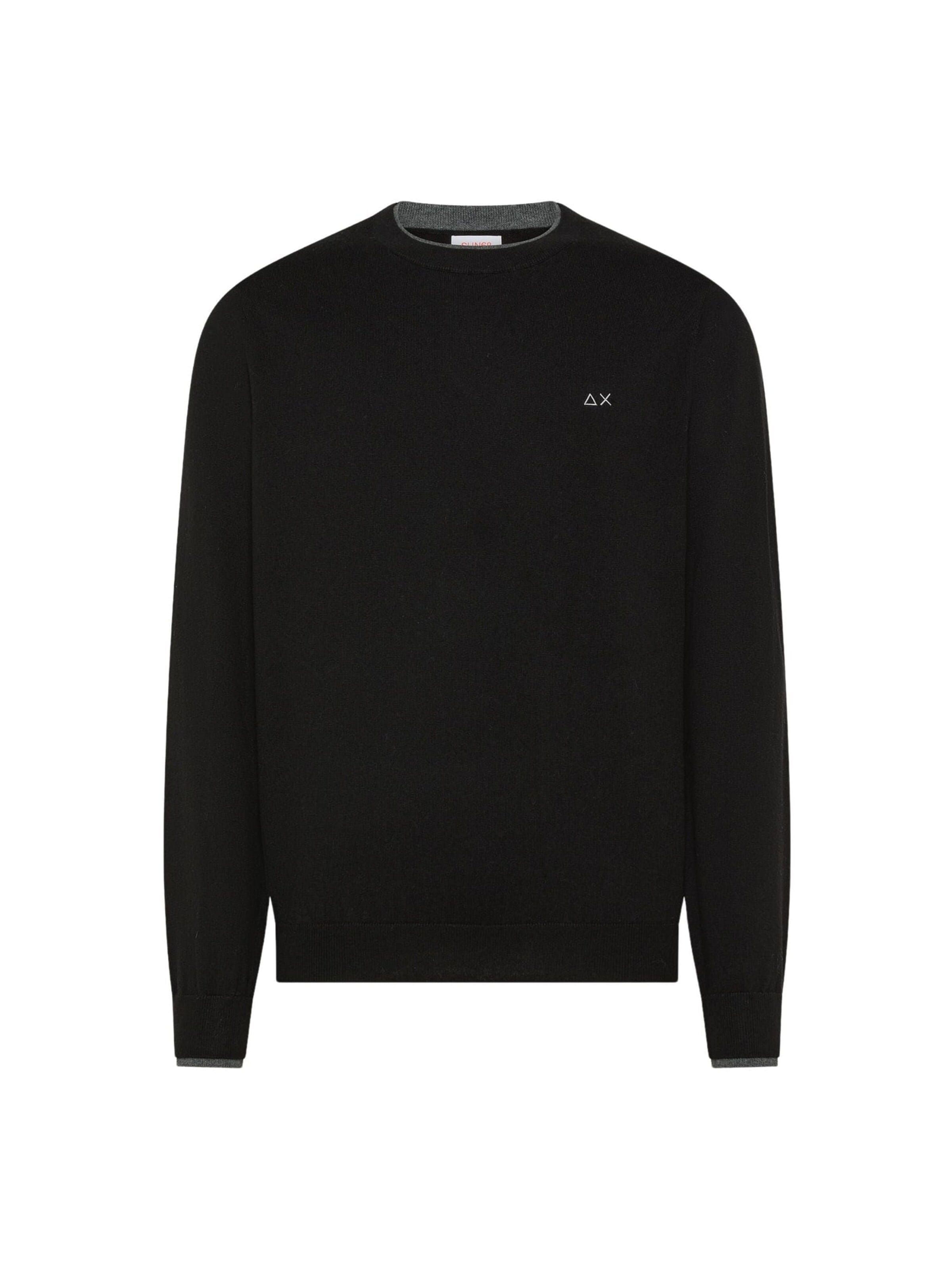 Pull-over 'Black Crew Neck Wool and Cotton Sweater' SUN68 en noir : devant