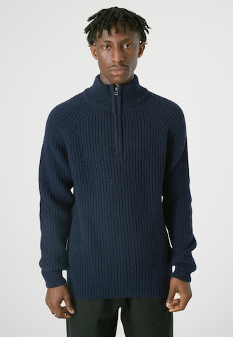Cleptomanicx Sweater 'Ribber Troyer' in Blue: front