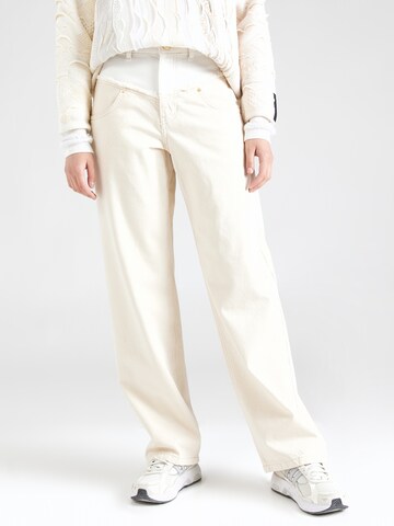 Wide Leg Jean co'couture en beige : devant