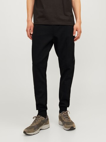 JACK & JONES Tapered Trousers 'Will Fusion' in Black: front