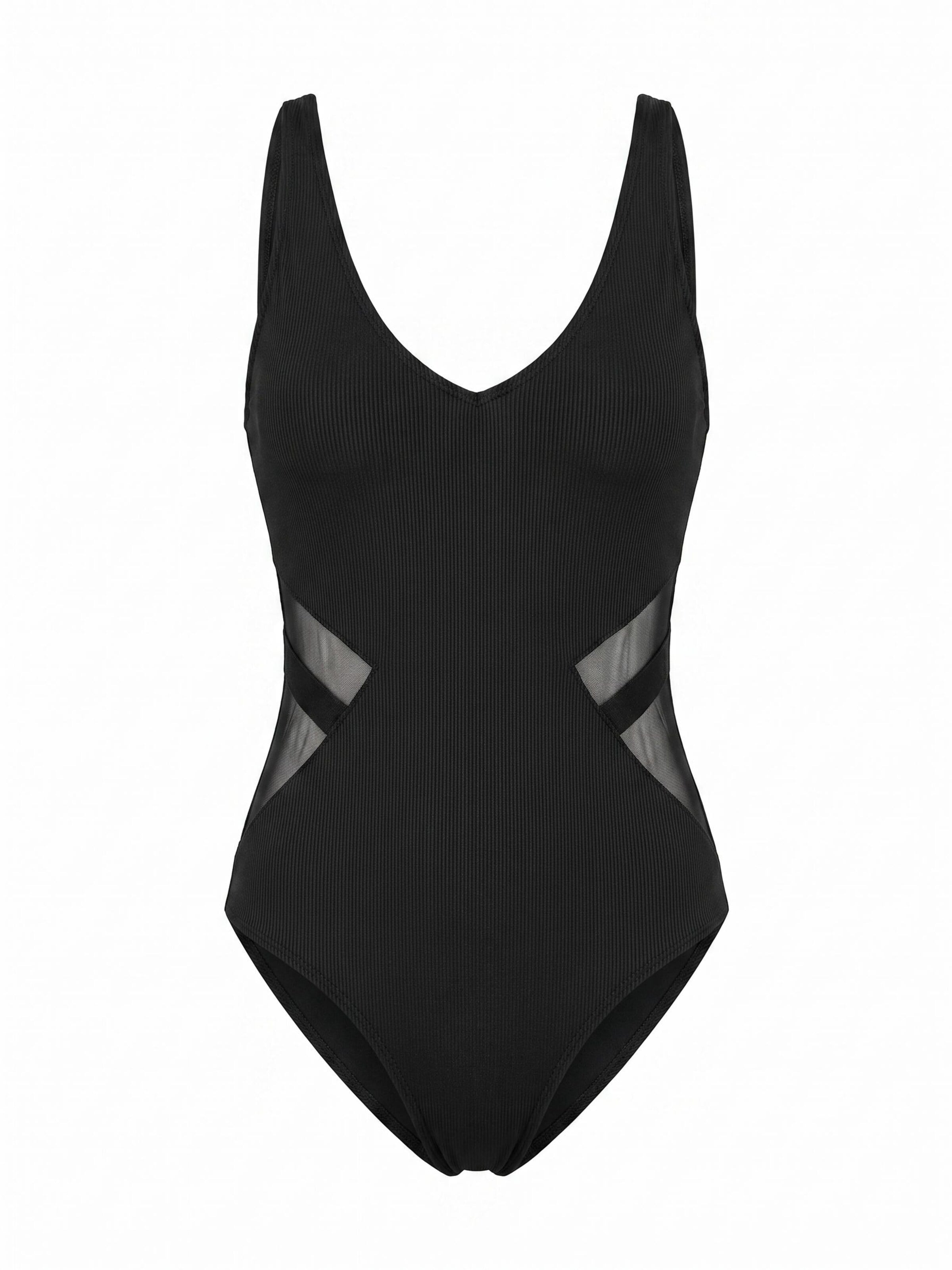 Cupshe Bralette Swimsuit in Black: front