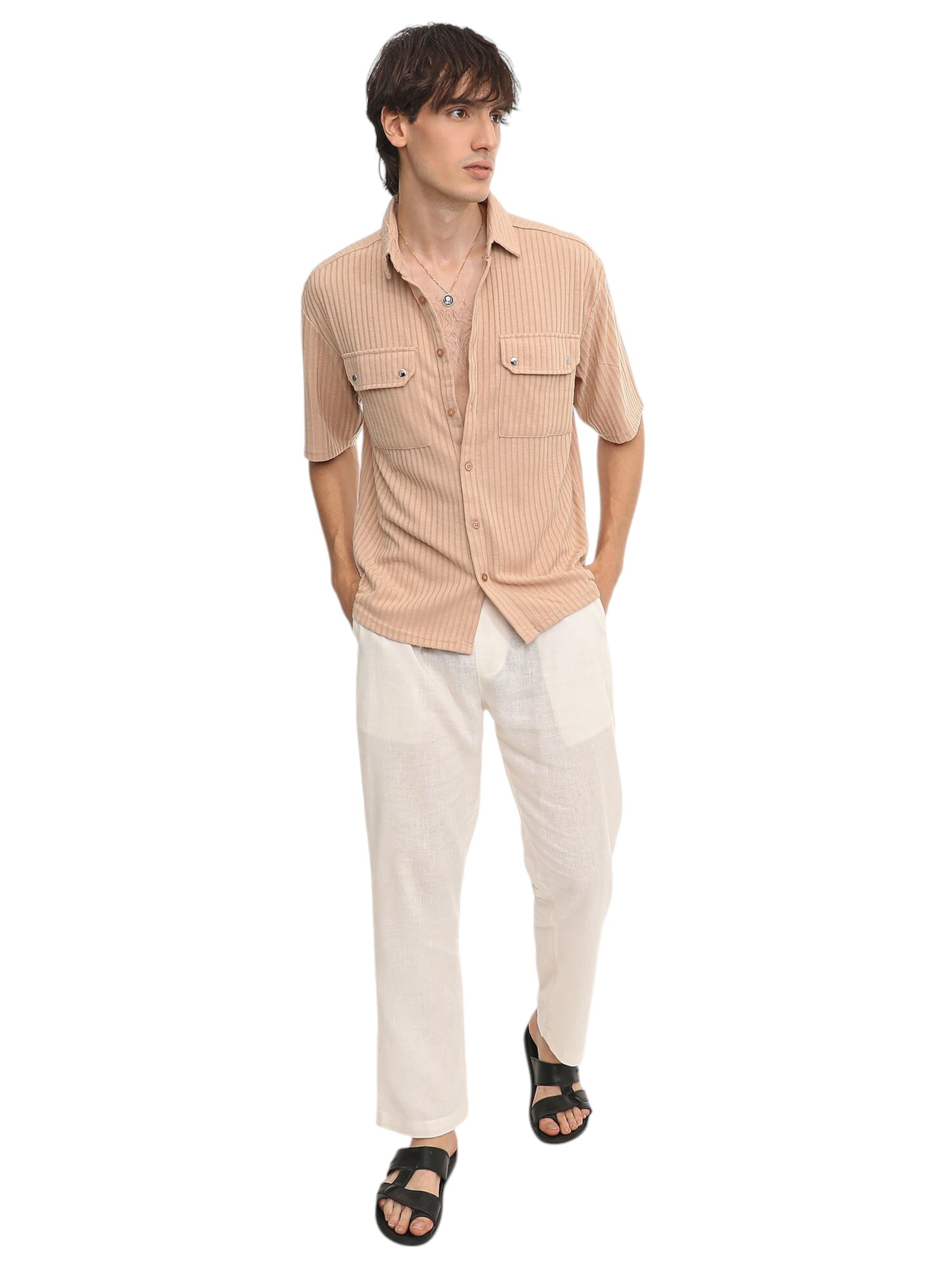 Campus Sutra Regular fit Button Up Shirt ' Tina ' in Beige