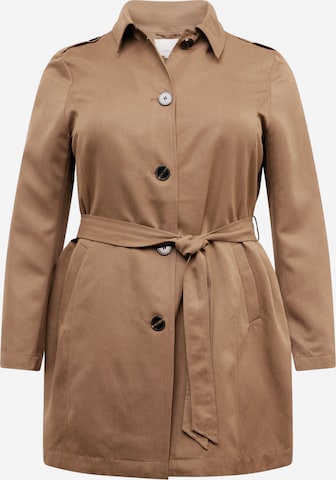 ONLY Carmakoma Between-Seasons Coat 'LINE' in Brown: front