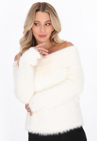 Pull-over faina en blanc : devant