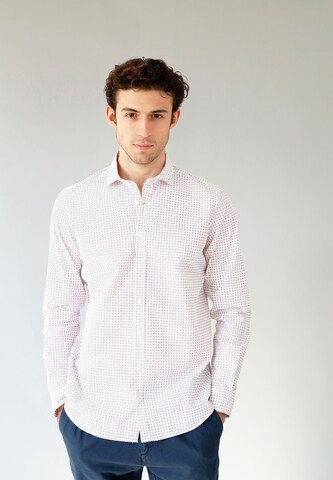 Black Label Shirt Regular fit Button Up Shirt 'MEXICO' in White