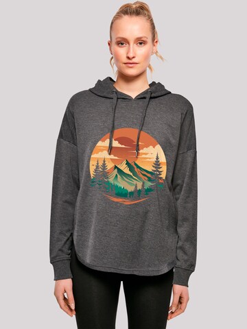 F4NT4STIC Sweatshirt 'Sonnenuntergang Berglandschaft' in Grau: Vorderseite