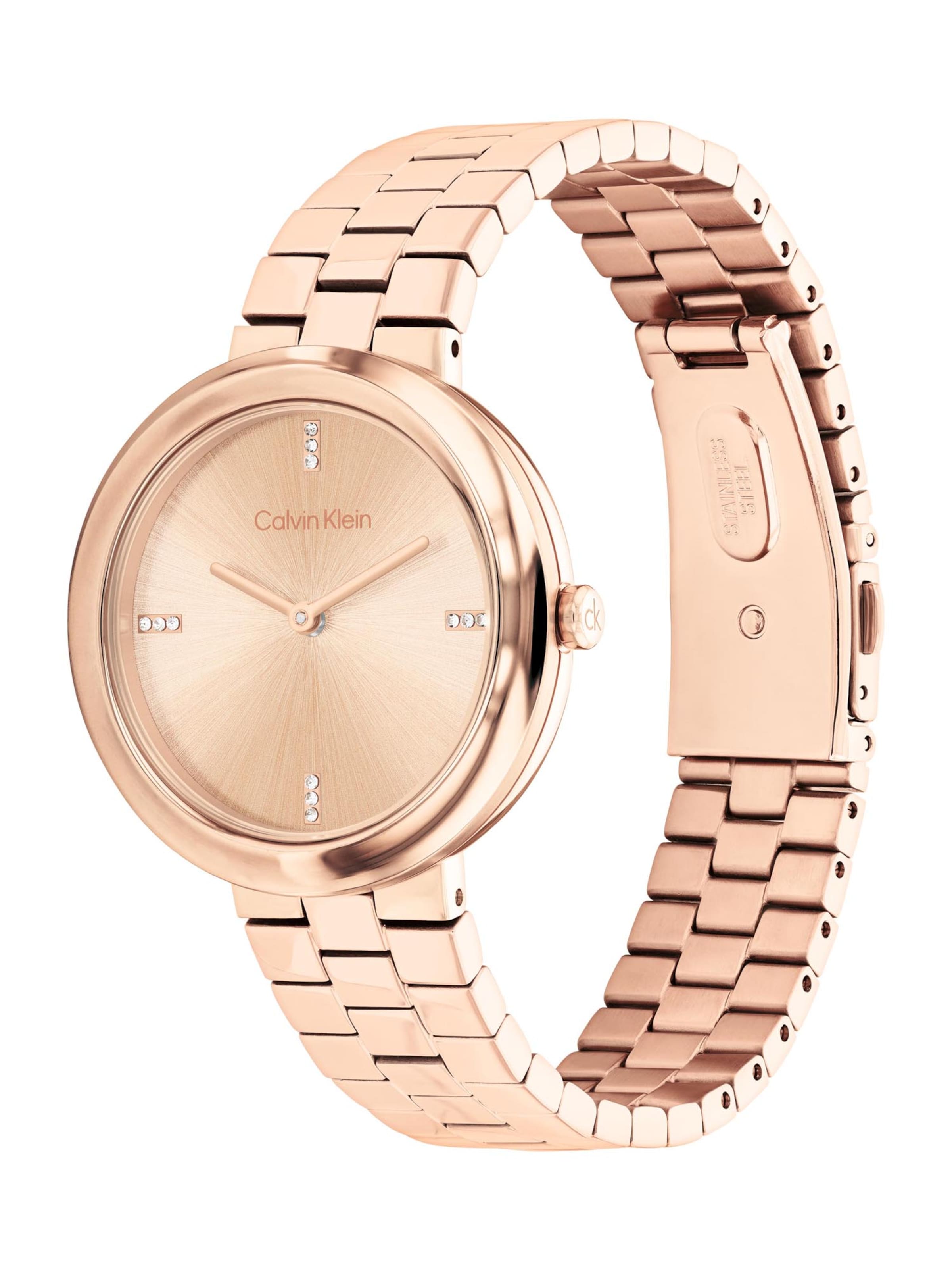 Calvin Klein Analog watch 'TWISTED BEZEL' in Gold: front
