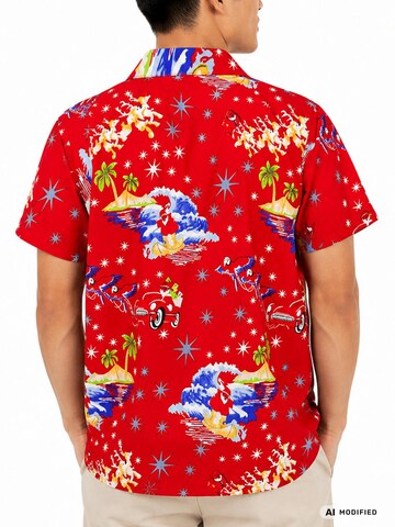 Regular fit Camicia 'Christmas Surf Santa' di King Kameha in rosso