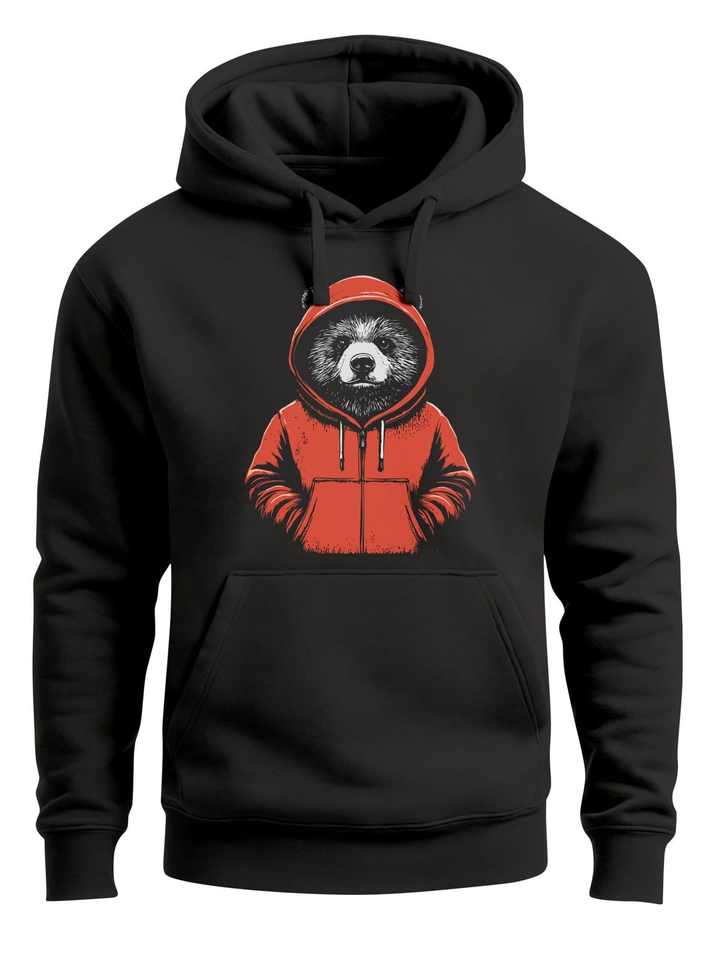 Neverless Sweatshirt 'Bear Hoodie' in Black: front