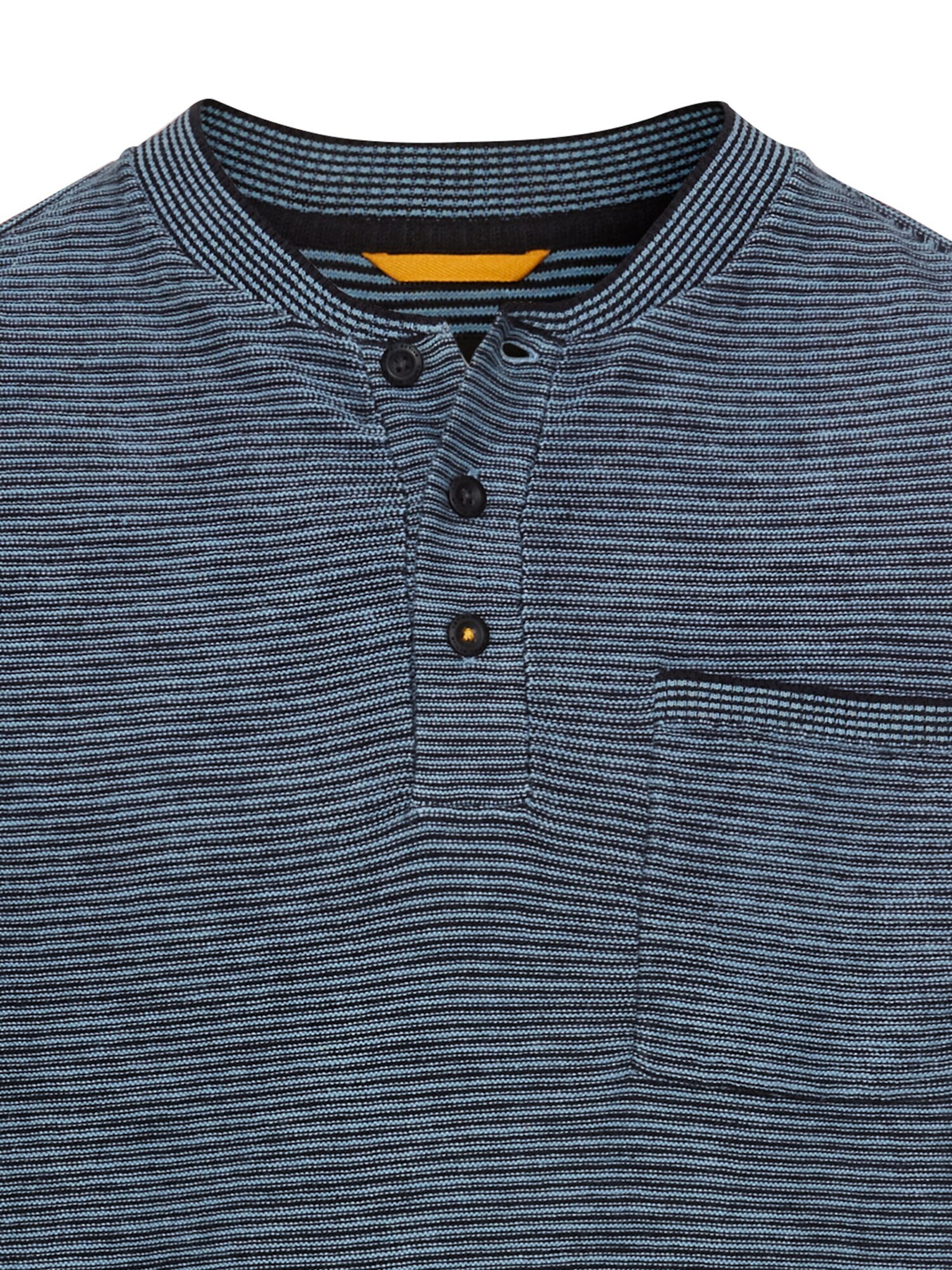 CAMEL ACTIVE Henley Langarmshirt aus Baumwollmix in Blau