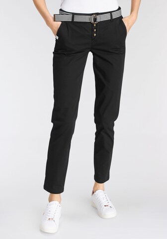 DELMAO Slim fit Chino Pants in Black: front