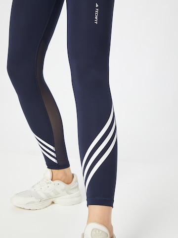ADIDAS PERFORMANCE Skinny Workout Pants 'Techfit 3-Stripes' in Blue