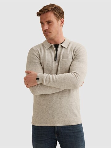 VANGUARD Tröja 'Pullover in wool with zip polo collar' i grå