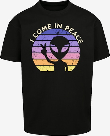 F4NT4STIC Shirt 'Alien Peace Sunset' in Zwart: voorkant