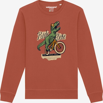 Watapparel Sweatshirt ' T-Rex Fahrrad ' in Brown: front