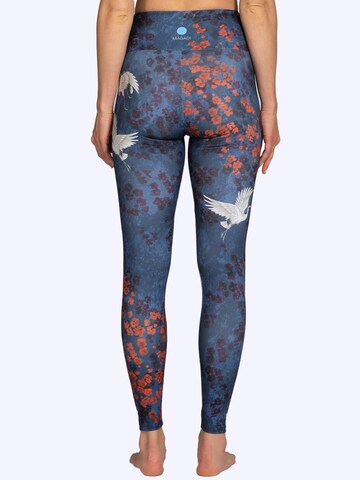 Magadi Skinny Workout Pants 'Happy Birds' in Blue