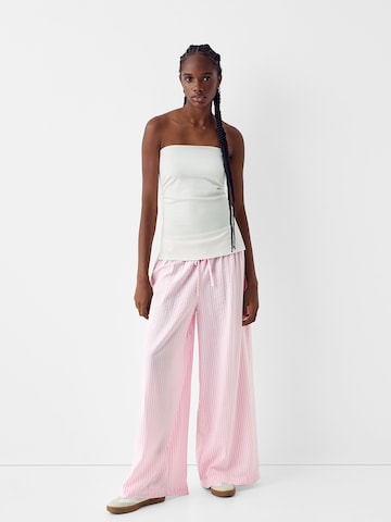 Wide Leg Pantalon Bershka en rose