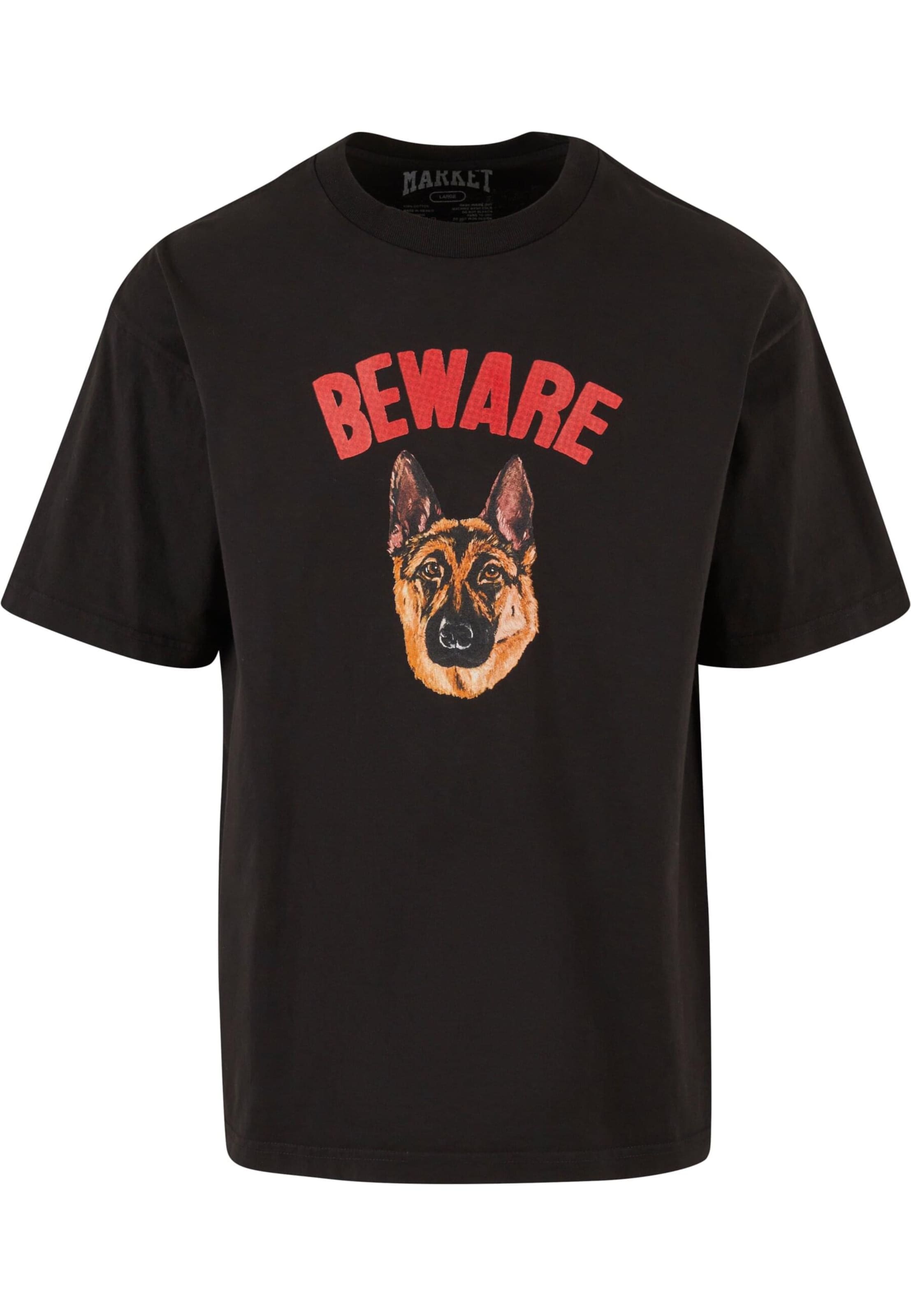 MARKET T-Shirt 'Beware Sign' in Schwarz: Vorderseite