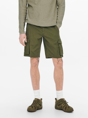 Only & Sons Regular Cargo Pants 'Mike' in Green: front