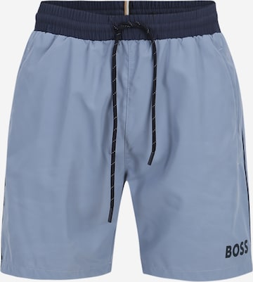 BOSS Black Board Shorts 'Starfish' in Blue: front