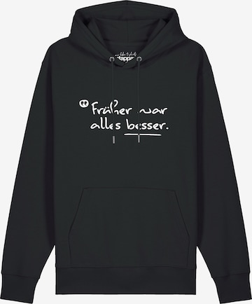 Watapparel Sweatshirt 'Früher War Alles Besser' in Zwart: voorkant
