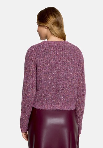 Cartoon Strick-Cardigan mit V-Ausschnitt in Lila