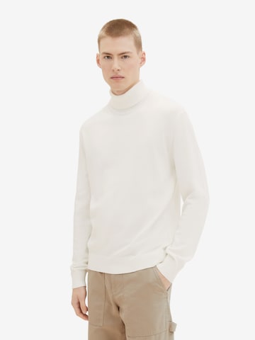 TOM TAILOR DENIM Sweater in White: front