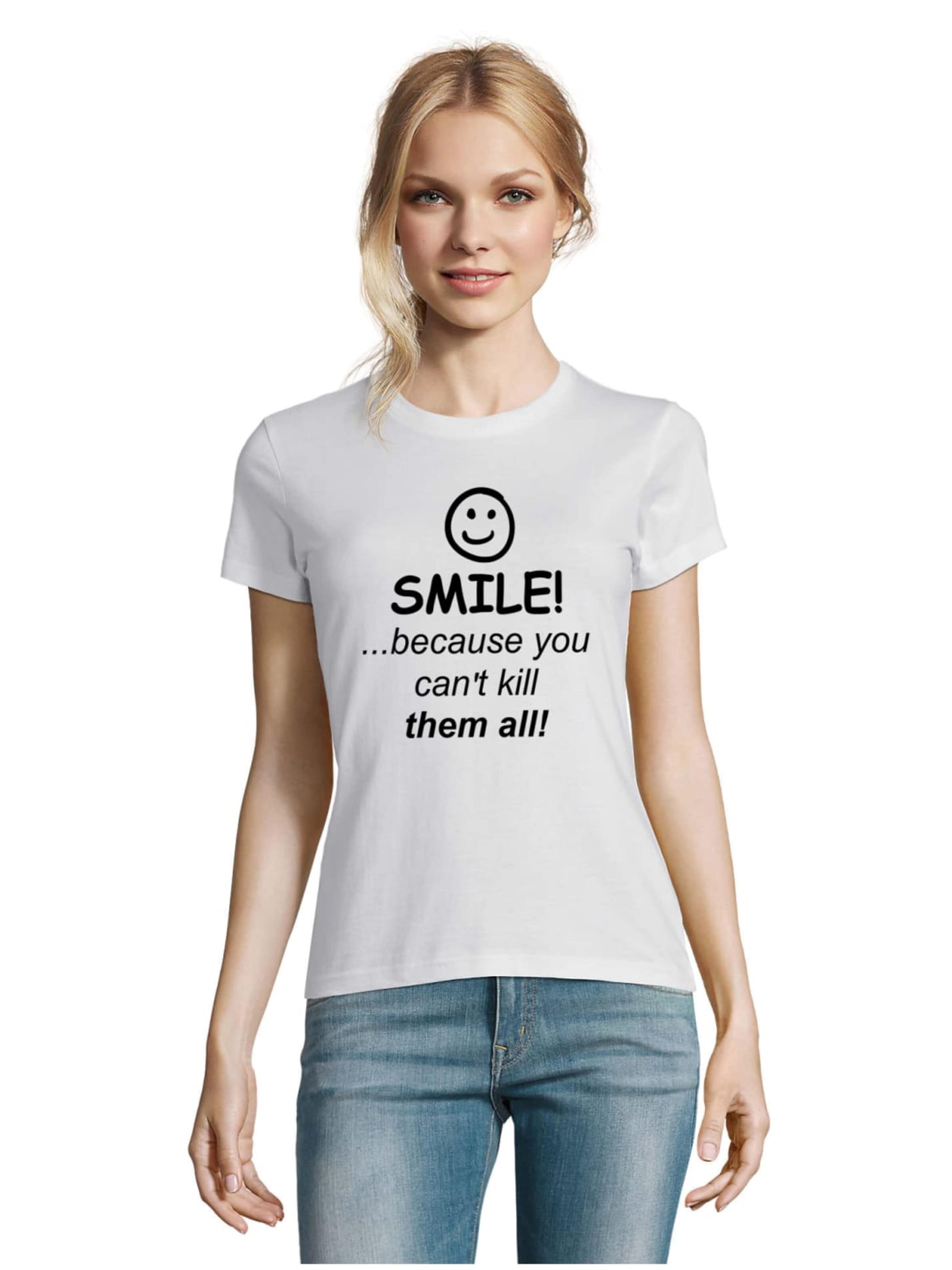 Blondie & Brownie Shirt 'SmileKill' in White: front