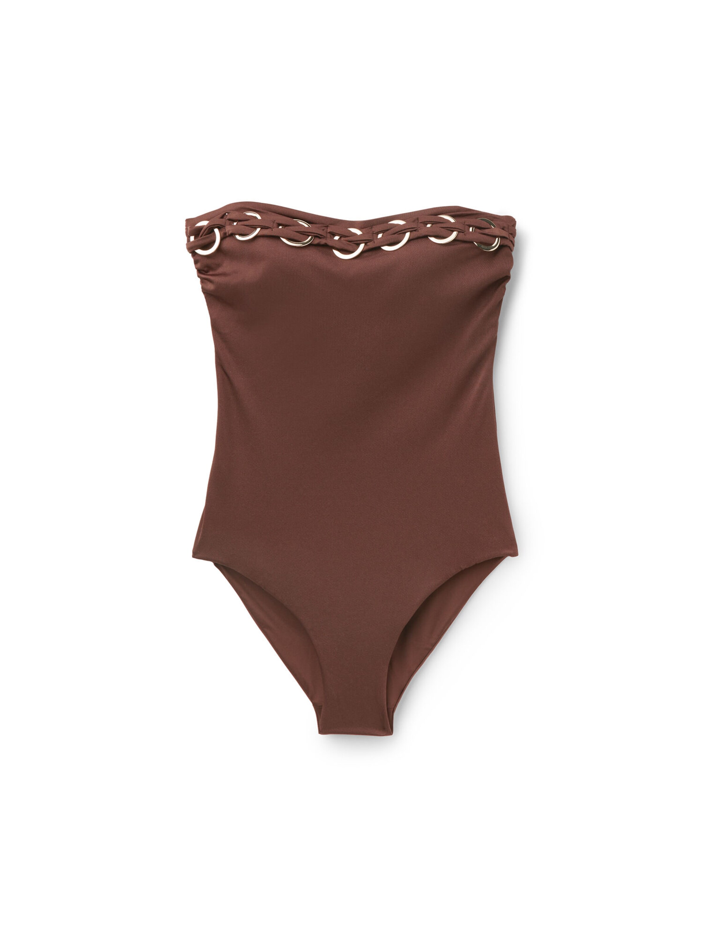 Tezenis Bandeau Swimsuit 'Royal Essence' in Brown: front