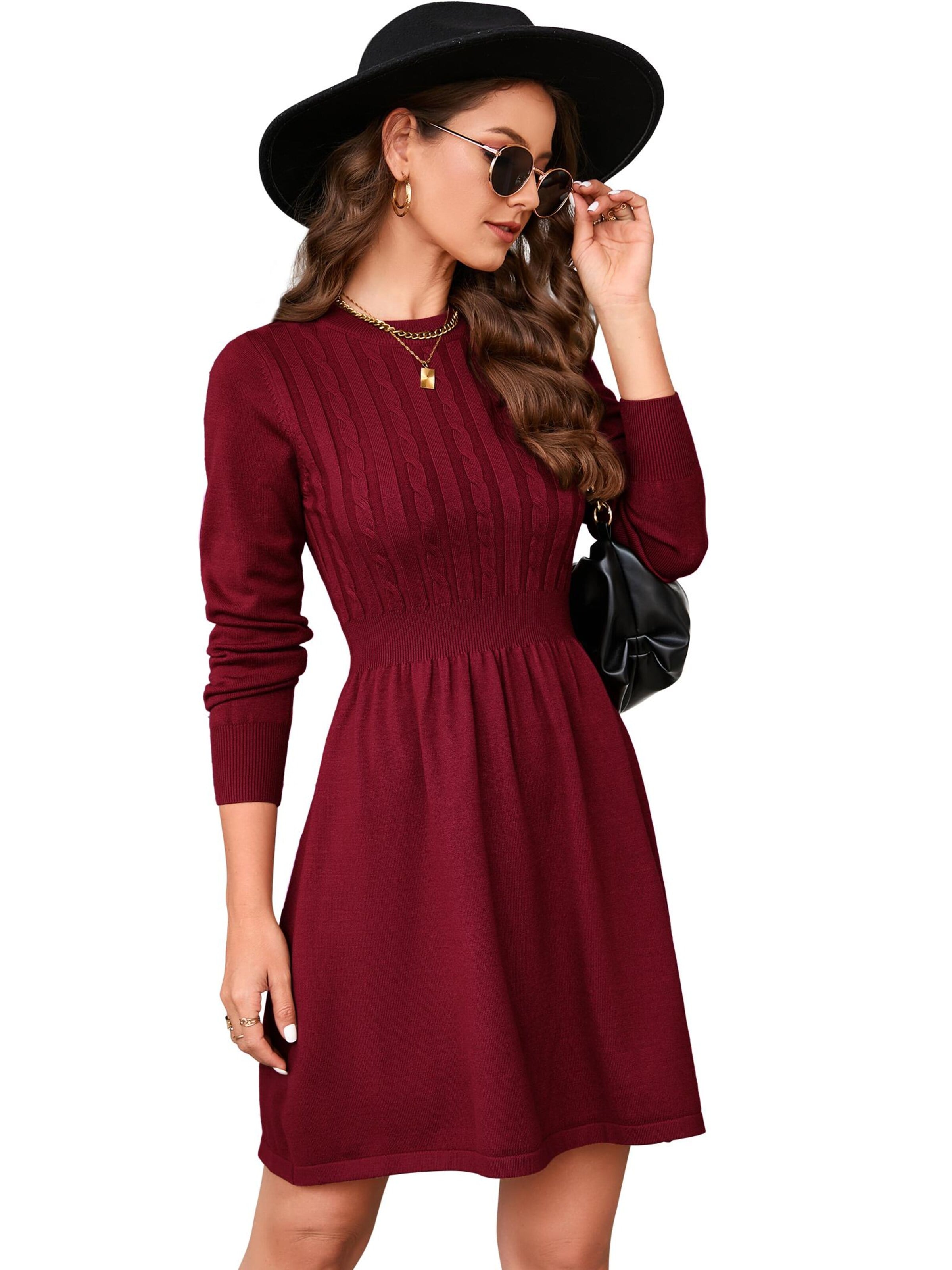 Yesfashion Knitted dress in Red: front