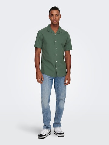 Only & Sons - Slim Fit Camisa 'Alvaro' em verde