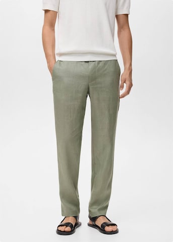MANGO MAN Slim fit Pants 'Oyster' in Green: front