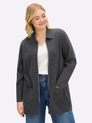 SHEEGO Вязаная кофта в Серый: спереди