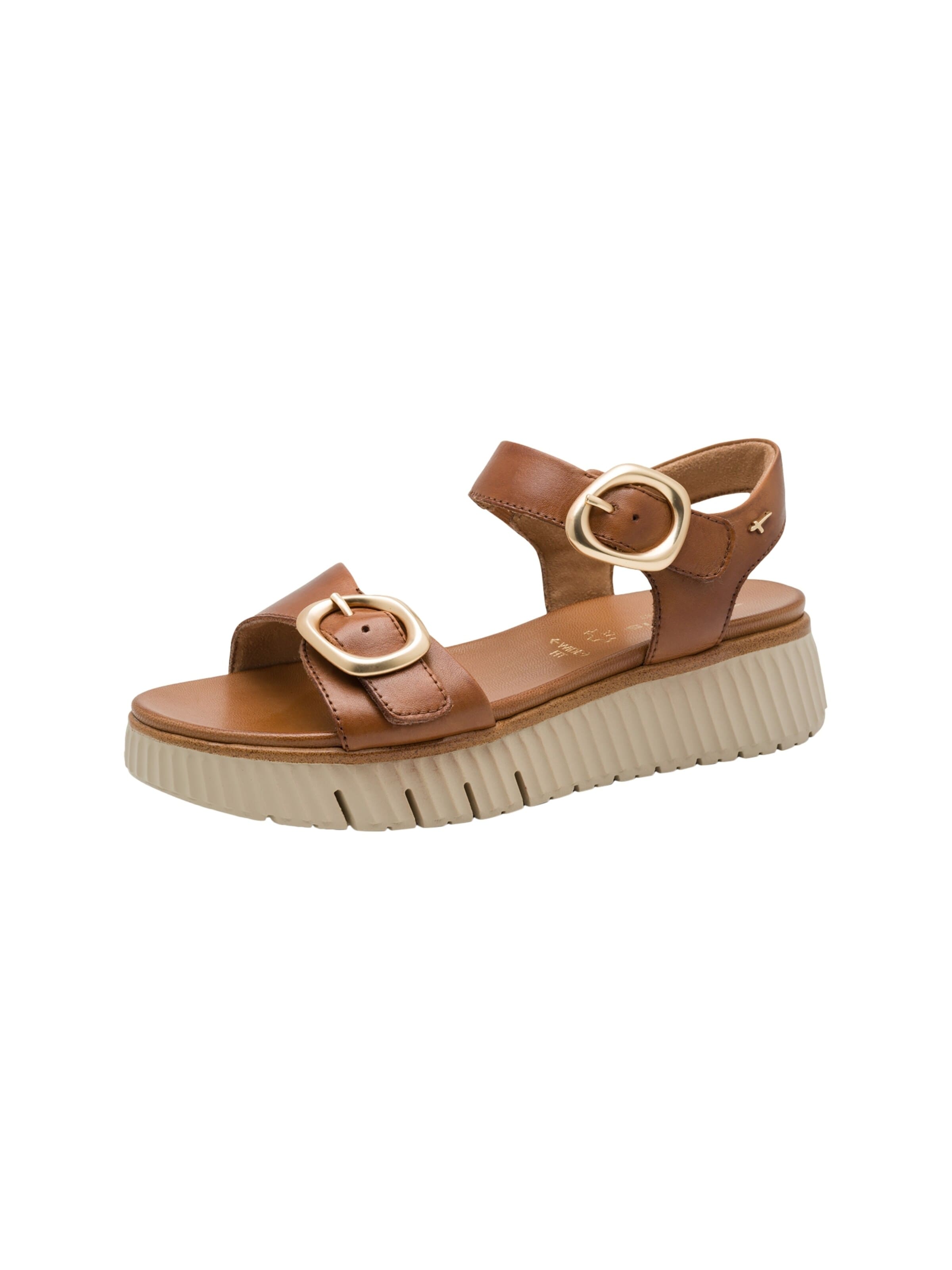 Sandales 'Bequeme Keilabsatz-Sandalen aus Leder' Tamaris en marron