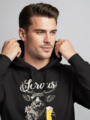 Neverless Sweatshirt 'Servus Bier' in Black