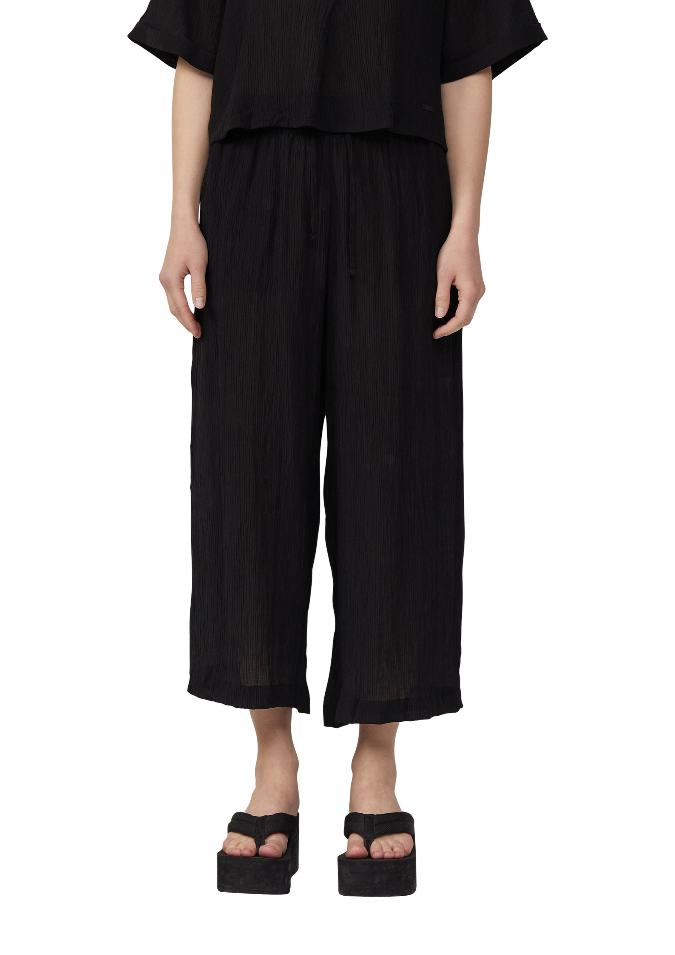 QS Wide Leg Hose in Schwarz