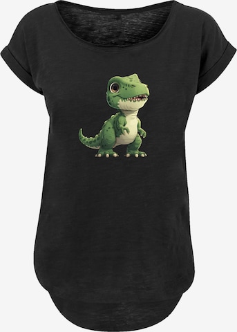 F4NT4STIC Shirt 'Süßer grüner Dino' in Black: front